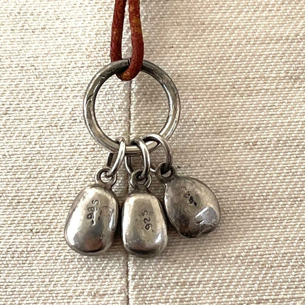 Sterling Silver charm necklace on brown cord - Picture 5 of 5